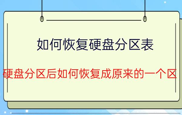 如何恢复硬盘分区表 硬盘分区后如何恢复成原来的一个区？